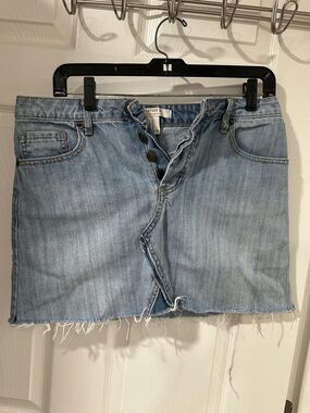 Forever 21 Light Blue Button-Front Denim Mini Skirt